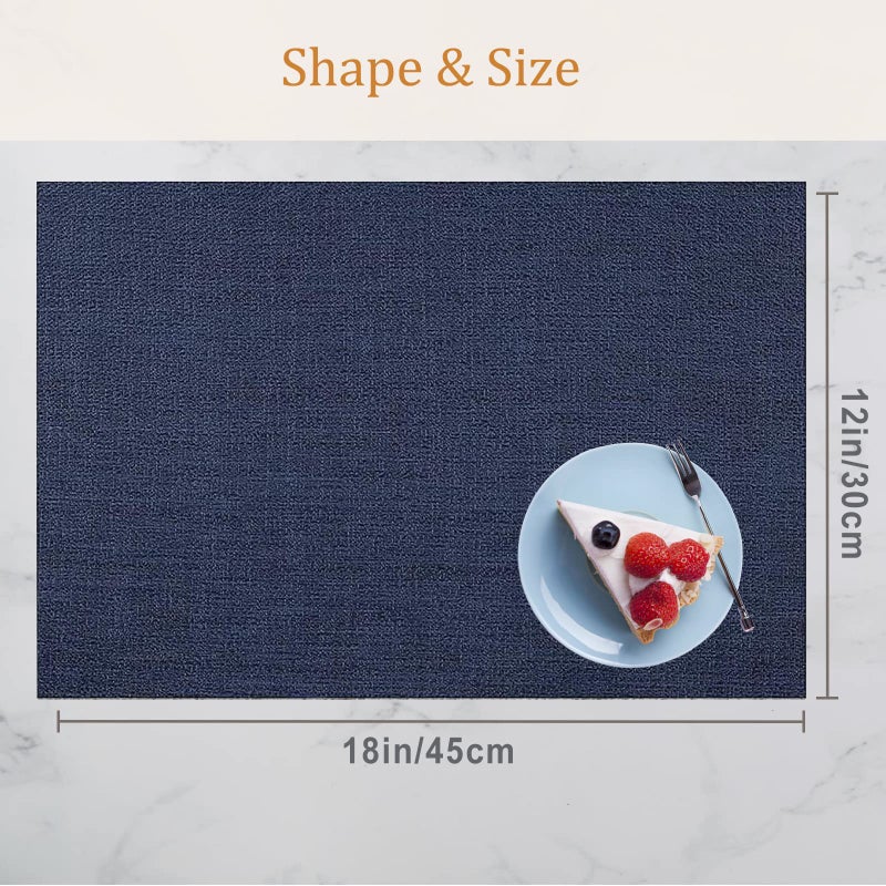 DACHUI Placemats Set of 6, Linen Look Woven Place Mats, Water Resistant, Heat Resistant, Washable, Durable Table Mats (Navy Blue) - Image 5